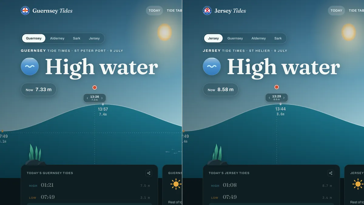 Guernsey Tide Times and Jersey Tide Times websites built by Lisia Digital